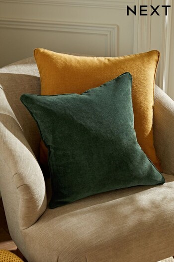 Bottle Green Small Square Soft Velour Cushion (M41419) | £8