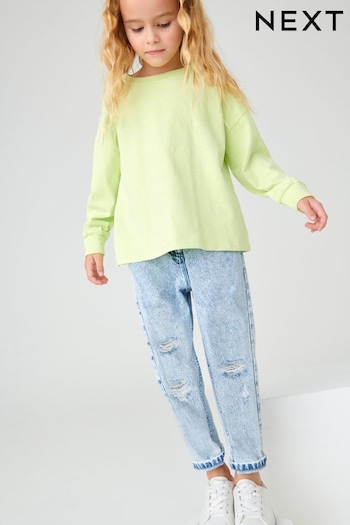Bleach Wash Distressed Mom Jeans Bonded (3-16yrs) (M42106) | £17 - £22