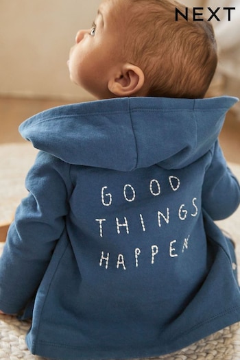 Navy Blue Slogan Lightweight Jersey Baby Jacket (0mths-3yrs) (M42145) | £10 - £12