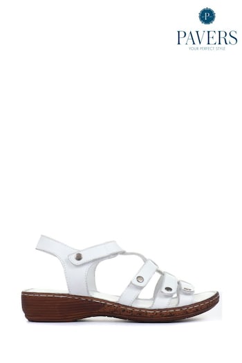 Pavers Ladies White Leather T-Bar Sandals (M42508) | £45