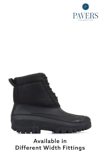 Pavers Mens Black Wide Fit Snow Boots (M42520) | £30