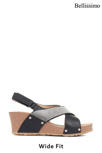 Bellissimo Black Wide Fit Wedge Sandals (M42941) | £35