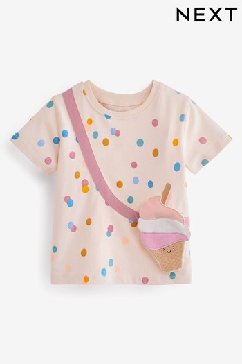 Cream Spot Ice Cream Short Sleeve Bag T-Shirt (3mths-7yrs) (M43706) | £8 - £10