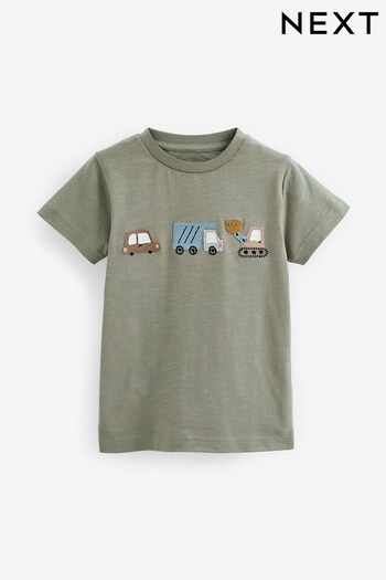 Slate Grey Transports Trio Short Sleeve Appliqué T-Shirt (3mths-7yrs) (M43825) | £7 - £9