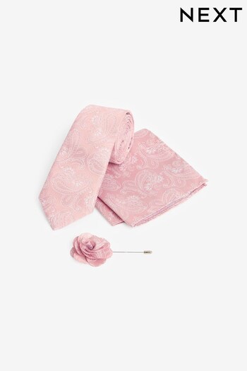 Light Pink Tie, Pocket Square And Lapel Pin Set (M43898) | £18