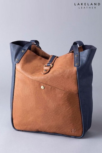 Lakeland Leather Hartsop Navy & Cognac Leather Tote Bag (M44178) | £80