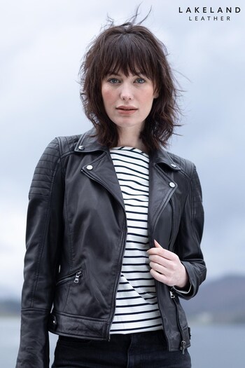 Lakeland Leather Millie Black Leather Biker Jacket (M44218) | £239