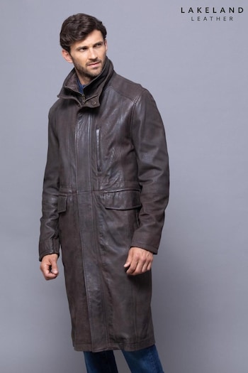 Lakeland Leather Kirkland Long Brown Leather Coat (M44223) | £399