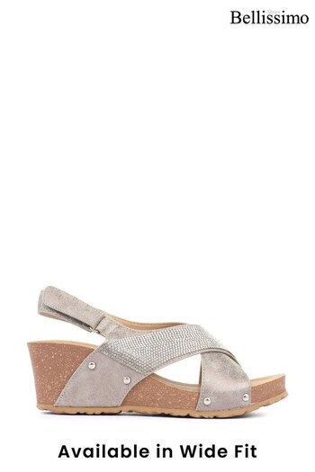 Bellissimo Silver Wide Fit Wedge Sandals (M44300) | £35