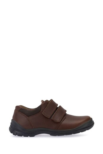 Start-Rite Engineer Brown Leather Double Rip-Tape Smart Shoes same F Fit (M44569) | £46