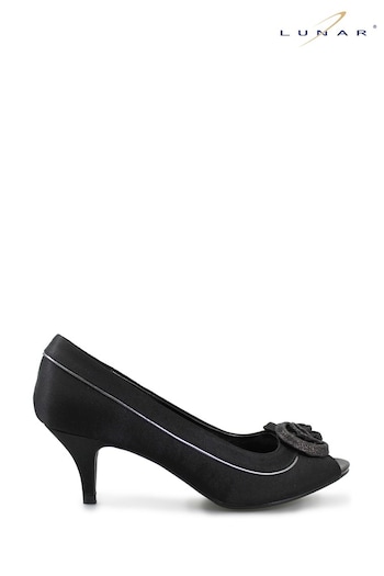 Lunar Black Ripley Satin Peep Toe Shoes (M45060) | £50