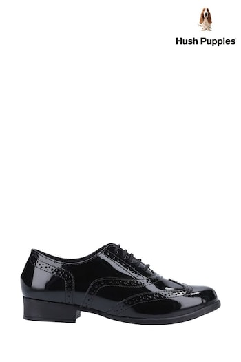 Hush Puppies Black Kada Senior Patent School Shoes (M46120) | £52
