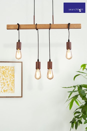 Searchlight Brown Penny 4 Light Rustic Diner Bar Ceiling Light (M46214) | £57