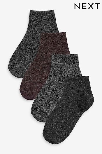 Black Metallic Sparkle Cropped Ankle Sock 4 Pack (M46654) | £10
