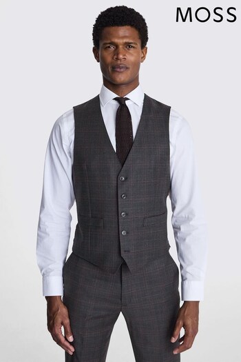 MOSS Performance Tailored Fit Grey Check Suit: Waistcoat (M47113) | £55