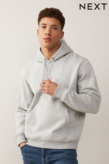 Light Grey Regular Fit Jersey Cotton Rich Overhead Hoodie (M47240) | £29