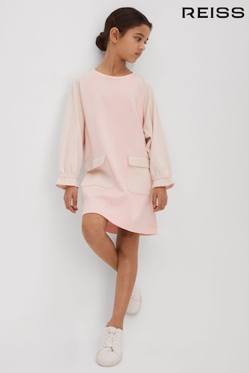 Reiss Pink Courtney Junior Colourblock Jersey Dress (M47481) | £55