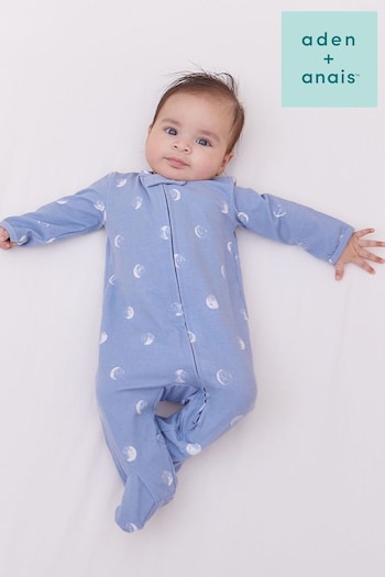 aden + anais Comfort Knit Blue Moon Baby Sleepsuit (M47868) | £22