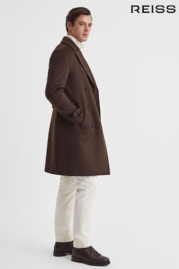 Reiss Mahogany Claim Wool Blend Double Breasted Coat (M47940) | £378