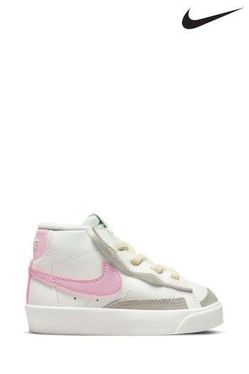 Nike suede White/Pink Blazer 77 Mid Infant Trainers (M48172) | £45