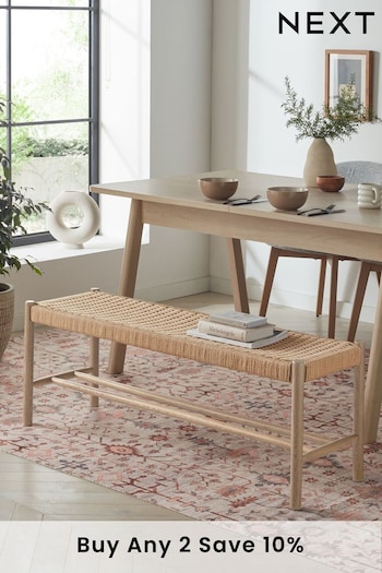 Blonde Wood Woven Oslo No Back Dining Bench (M48406) | £190