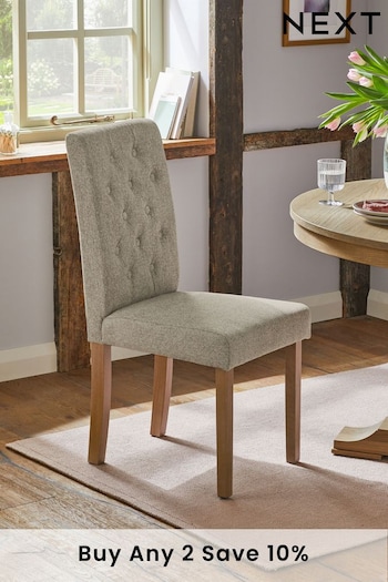 Set of 2 Tweedy Chenille Mid Natural Milford Buttoned Dining Chairs (M48421) | £230