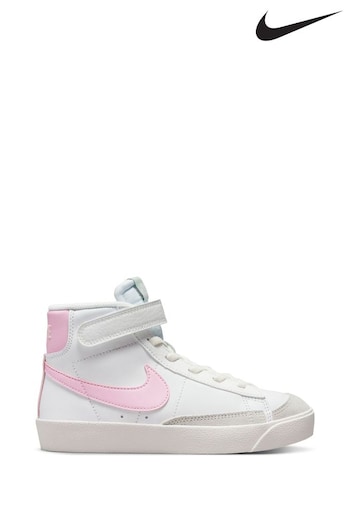 Nike brand White/Pink Blazer 77 Mid Junior Trainers (M48447) | £53