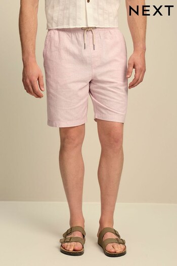 Pale Pink Cotton Linen Drawstring Waist Shorts (M48464) | £20