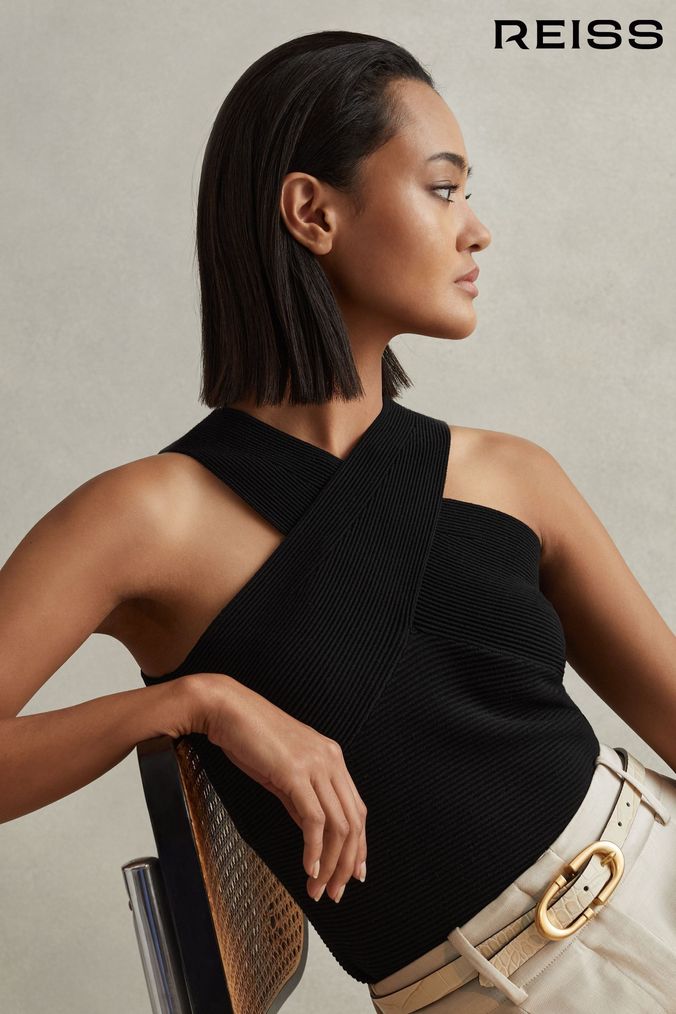 Black halter neck top uk discount