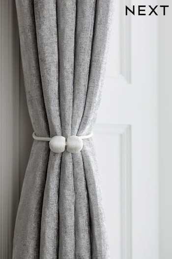 White Set of 2 Magnetic Curtain Tie Backs (M48754) | £14