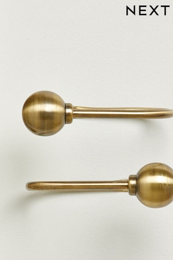 Set of 2 Antique Brass Ball Curtain Holdbacks (M48755) | £18