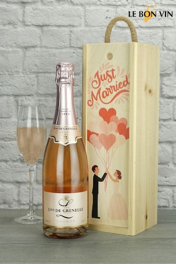 Just Married Sparkling Rose Wine Gift by Le Bon Vin (M48906) | £36
