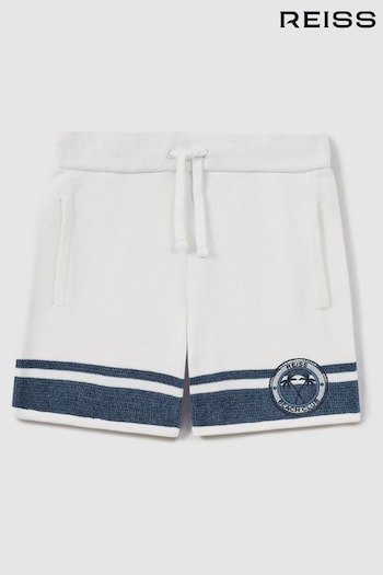 Reiss White Catch Velour Drawstring Shorts (M49034) | £46