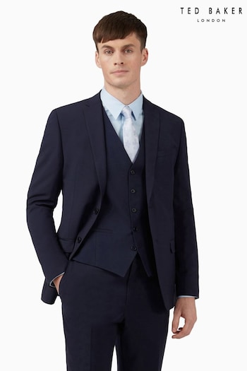Ted Baker Premium Navy Blue Wool Panama Slim Suit (M49351) | £189 - £219