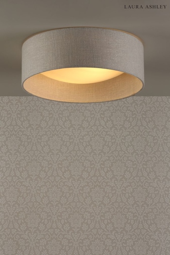 Laura Ashley Silver Bacall Linen Concave Diffuser Flush Ceiling Light (M49748) | £75