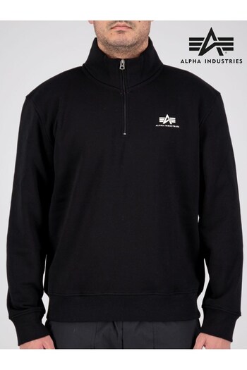 Alpha Industries Black Half Zip Small Logo Sweater (M4T713) | £90