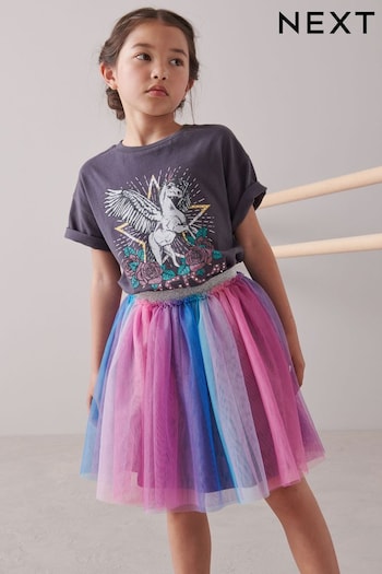 Pink/Blue/Purple Ombre Rainbow Mesh Skirt (3-16yrs) (M50151) | £14 - £19