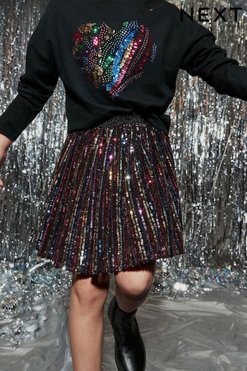 Rainbow Stripe Sequin Skirt (3-16yrs) (M50165) | £14 - £19