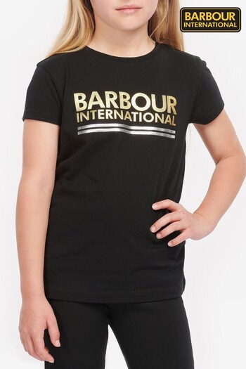 Barbour® International Girls Reina Logo Black T-Shirt (M50257) | £15 - £17