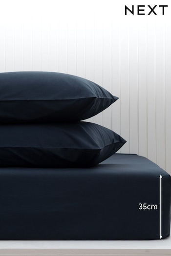 Ink Navy Blue Cotton Rich Deep Fitted Sheet (M50267) | £12 - £19