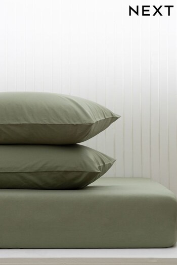 Olive Green Cotton Rich Fitted Sheet (M50273) | £10 - £16