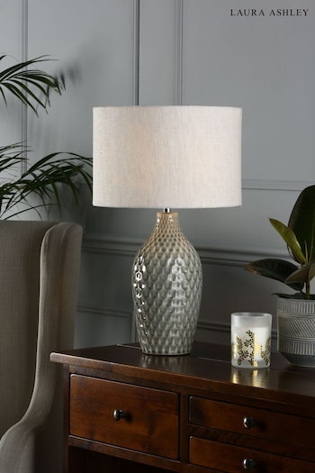 Laura Ashley Grey Heathfield Honeycomb Ceramic Complete Table Lamp (M50321) | £110