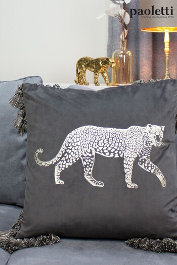 Riva Paoletti Grey Roscoe Leopard Polyester Filled Cushion (M50441) | £18