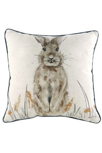 Evans Lichfield Multicolour Oakwood Hare Printed Polyester Filled Cushion (M50521) | £17
