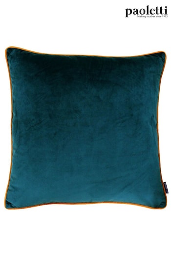 Riva Paoletti Teal Blue/Tiger Orange Meridian Velvet Polyester Filled Cushion (M50533) | £17