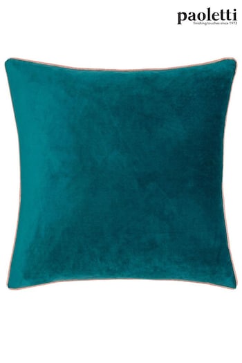 Riva Paoletti Teal Blue/Blush Pink Meridian Velvet Polyester Filled Cushion (M50537) | £18
