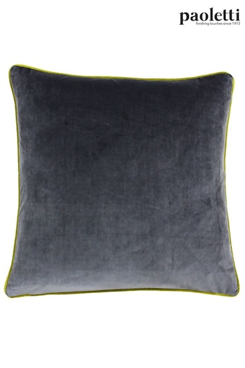 Riva Paoletti Charcoal Grey/Moss Green Meridian Velvet Polyester Filled Cushion (M50559) | £18