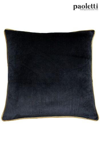 Riva Paoletti Black/Gold Meridian Velvet Polyester Filled Cushion (M50563) | £18