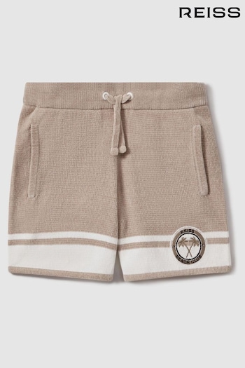 Reiss Brown Catch Velour Drawstring Shorts (M50923) | £46