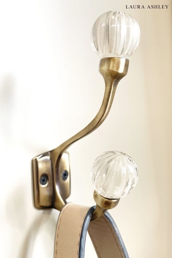 Laura Ashley Antique Brass Vivien Glass Double Hook (M51072) | £16